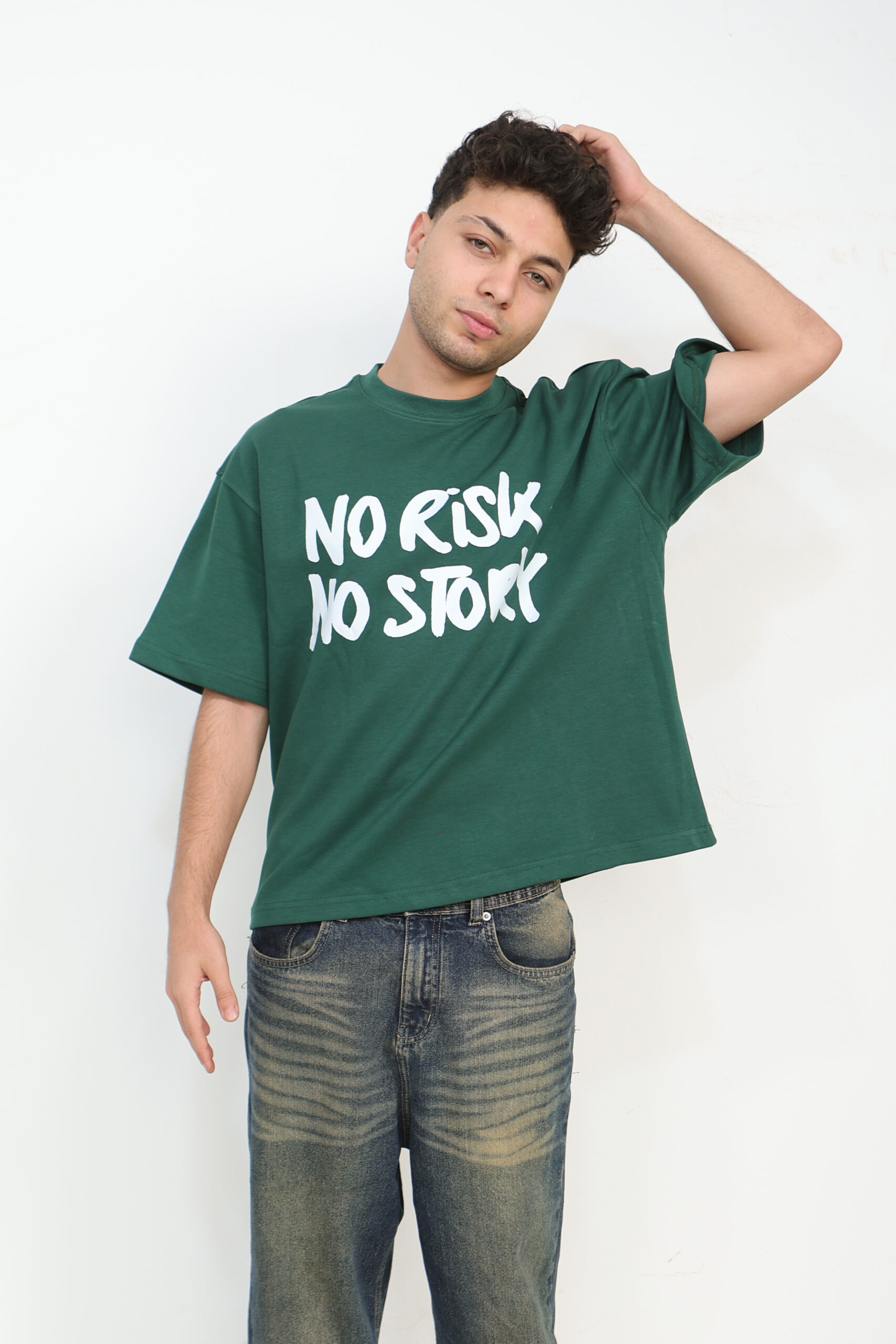 "no risk" graphic boxy tee "no risk" graphic boxy tee
